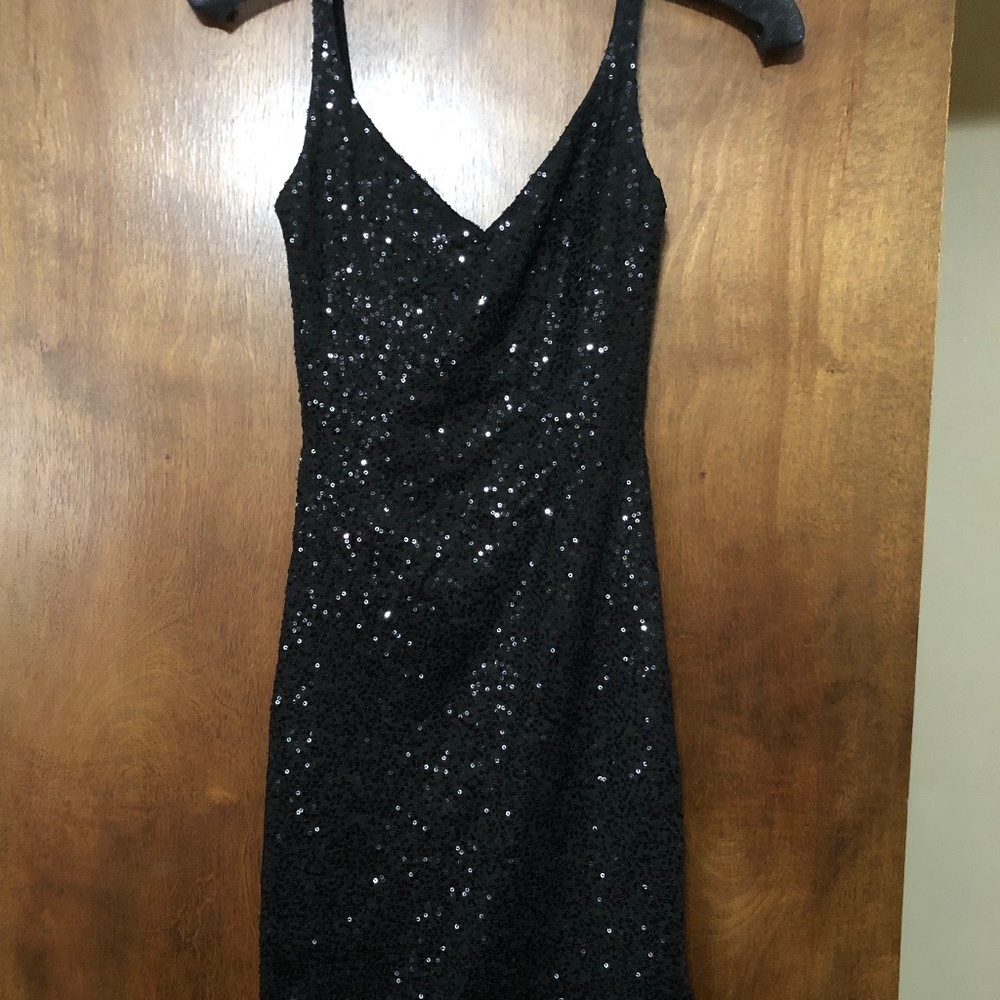 Black sequin short dress
